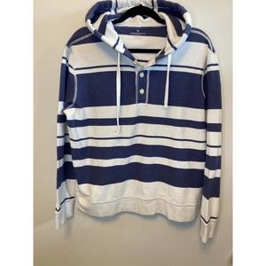 American Eagle hoodie Sweatshirt Size S stripe blue white beach mens